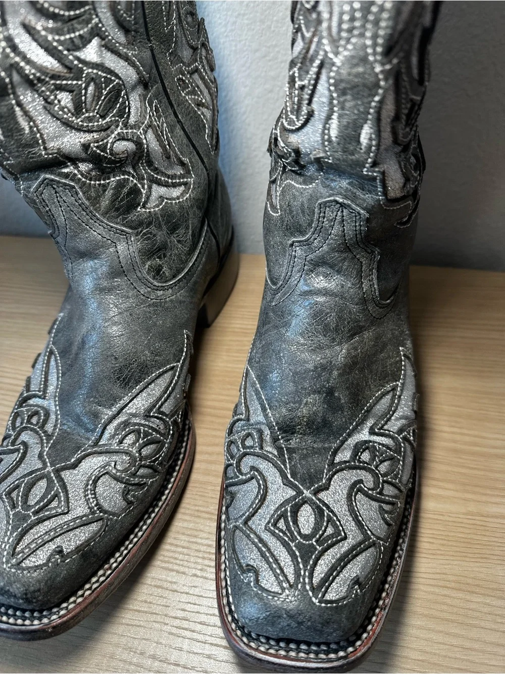 J.B. Dillon Black Western Embroidered Leather Boots